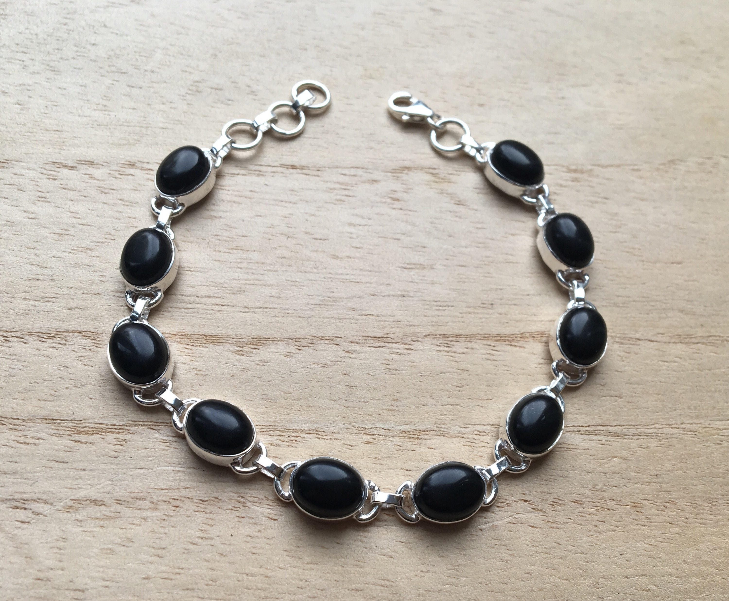 ブレスレット [COLN] pieces silver onyx bracelet Sterling Silver Bracelet - Black Onyx Stone Bracelet
