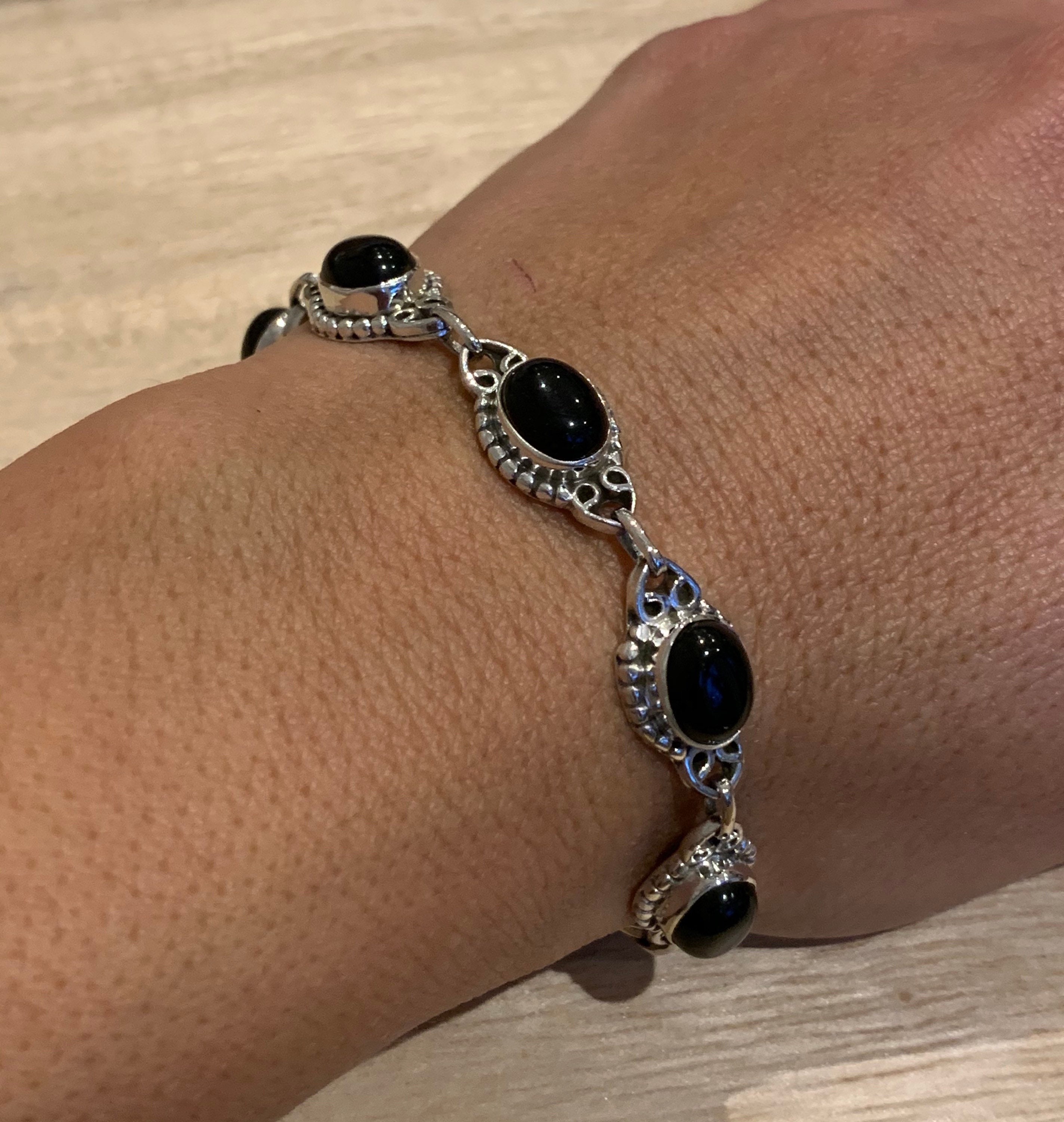 【在庫あり】 Black Onyx Bracelet Onyx Black Bracelet, Silver Sterling アクセサリー