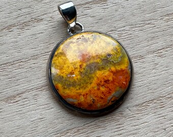 Sterling silver bumble bee jasper pendant, bumble bee Jasper necklace