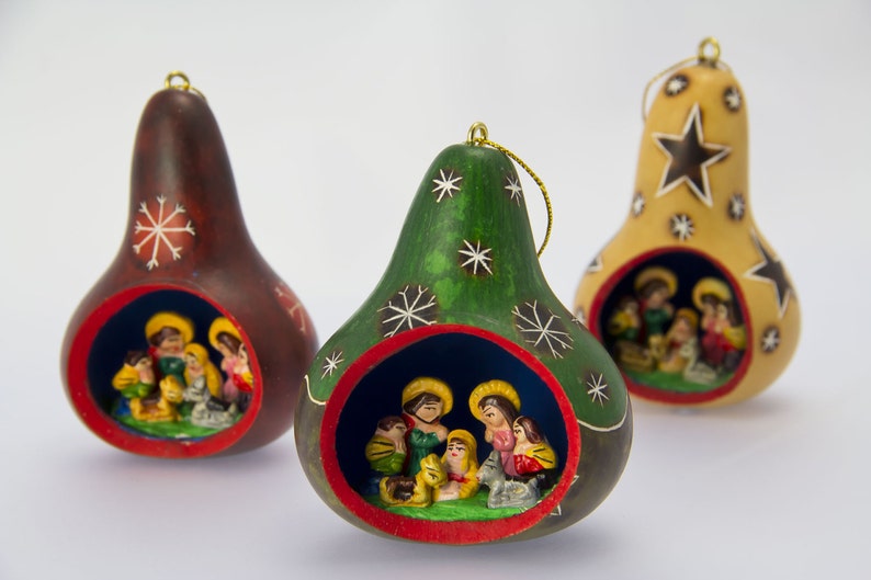 Nativity Set Gourd, Nativity Scene, Christmas decorarion image 1