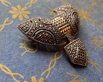 Medium Marcasite and Sterling Silver Pin, Artist Marked