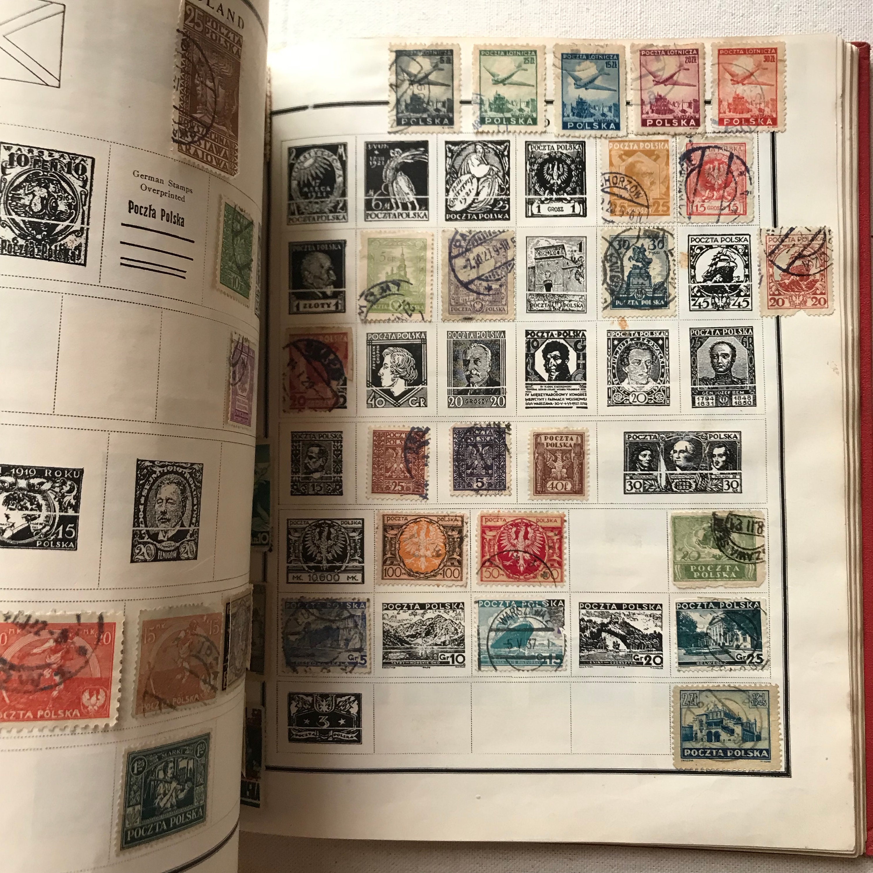 Modern Postage Stamp Album, partiallly filled (late 1800s, early 1900s