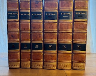 Oeuvres Complètes de Buffon, 6 Volume Set, Color Plates, French Language, Leather Illustrated 1837-39 Nature