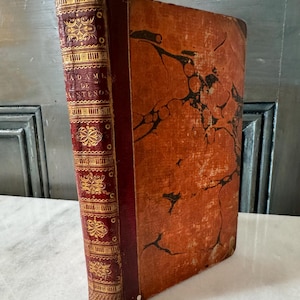 Madame De maintenon, Madame De Genlis, 1806, idioma francés, encuadernación en cuero rojo, libro antiguo