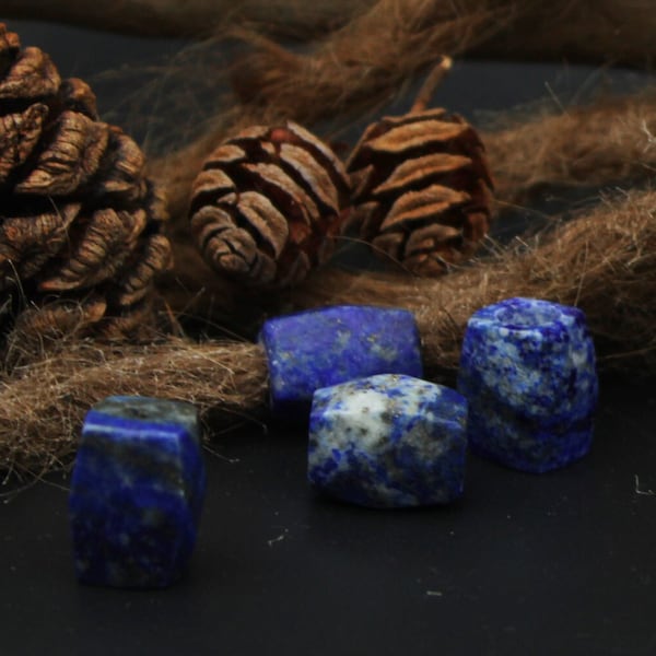 Lapis lazuli dread beads set | 2 dreadbeads | natural stone dreadlock beads | Bohemian Loc Jewelry