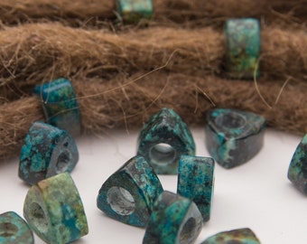 Triangular dread beads African turquoise | 2 pieces | Mineral beads for dreadlocks | Dreadbeads green-blue