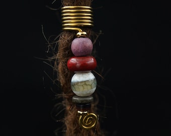Dread Jewelry Wire Bead with Tibetan Dzi Bead Dreadbead Hair Jewelry Wire Bead for Dreadlocks and Hair Braids Beard Bead
