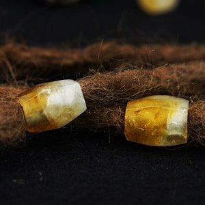 Citrine Dreadbead Set of 2 Beads Dreadjewelry Dreadlock Gembeads Hair Beads Beard Pearl Citrine Dreadlock Acessories