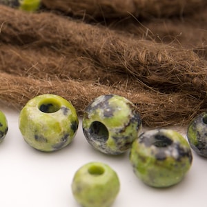 Light green dreadlock beads serpentine | 2 pieces | Serpentine dread jewelry | Green dreadlock beads | Dread jewelry made of minerals | Dreadbeads