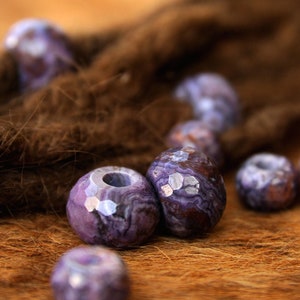 Set of 2 dreadlock beads | Violet Agate | Dreadbead | Dread jewelry | Dread bead | Fimonacci Dreadlock Accessories