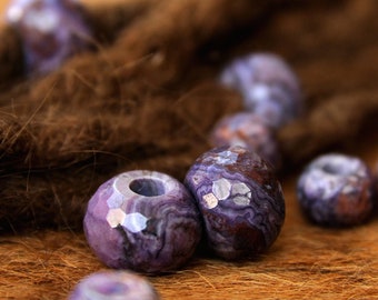Set of 2 dreadlock beads | Violet Agate | Dreadbead | Dread jewelry | Dread bead | Fimonacci Dreadlock Accessories