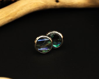 Pair of ear studs with paua shell | sea opal ear studs | natural jewelry | opal shell ear studs