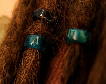 Apatite Dreadlock Beads Slice • Natural Stone Hair Jewelry • Boho Handmade Dread Beads • Sustainable Crystal Hair Accessories