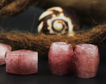 Rose Quartz Dread Beads Set | 2 Dreadbeads | Natural Stone Dreadlock Beads | Bohemian