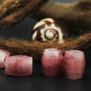 Rose Quartz Dread Beads Set | 2 Dreadbeads | Natural Stone Dreadlock Beads | Bohemian