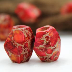 Set of 2 dreadlock beads | Dark-Red Emperor Jasper | Dreadbead | Dread jewelry | Loc jewelry