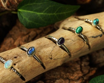 Minimalist 925 silver ring | Silver ring with gemstone | Simple real silver ring | Silver ring with various stones