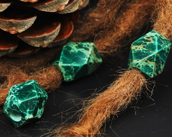 Set of 2 dreadlock beads | Green emperor Jasper | Dreadbead | Dread jewelry | Loc jewelry