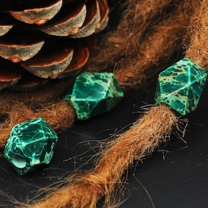 Set of 2 dreadlock beads | Green emperor Jasper | Dreadbead | Dread jewelry | Loc jewelry