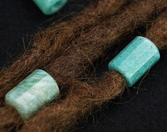 Amazonite Dreadbead Natural Dreadlock Beads Gemstone for Dreadlcoks Braid Beads Bearad Pearl Amazonite Hair Bead Loc Jewelry Natural