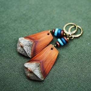 Wood earrings from pine cone scales | pine cone jewelry | wood jewelry | nature earrings