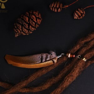 Dread jewelry with feather | Dreadperle | Ethno Dreadlock Pearl | Hippie Jewelry