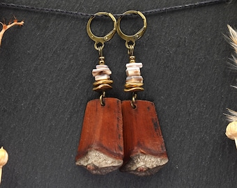 Pendientes de madera ligeros | Pendientes llamativos de la naturaleza | Pendientes de madera Boho Hippie| Pendientes hechos a mano | Pendientes de madera hechos a mano