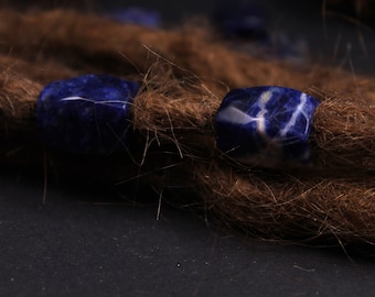 Dreadbead gemstone, sodalite bead for dreads, dread jewelry, stone bead, mineral bead