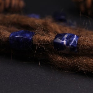 Dreadbead gemstone, sodalite bead for dreads, dread jewelry, stone bead, mineral bead