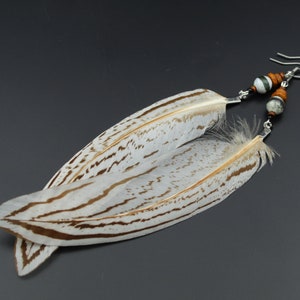 Natural Feather Earrings, Bohemian Earrings, Alternative