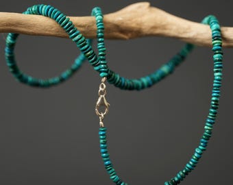 Chrysocolla Necklace 44 cm – Fine Green Blue Natural Stone Beaded Necklace