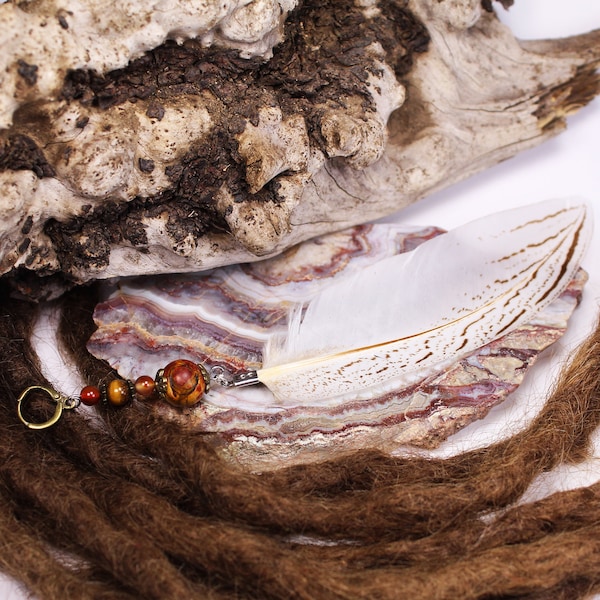 Redoutable les bijoux avec des | de plumes Dreadperle | Ethno Dreadlock Pearl | Bijoux hippies