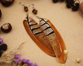 Natural Feather Earrings, Bohemian Earrings, Alternative