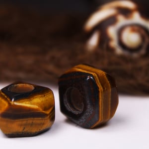 Loc Jewelry | 2 Tiger Eye Dreadbeads | Hippie Jewelry | Dreadlock Bead Set