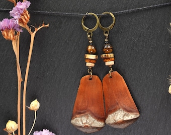 Lightweight Wood Earrings | Nature Statement Earrings | Boho Hippie Wooden Earrings| Handmade Earrings | Handmade wooden earrings
