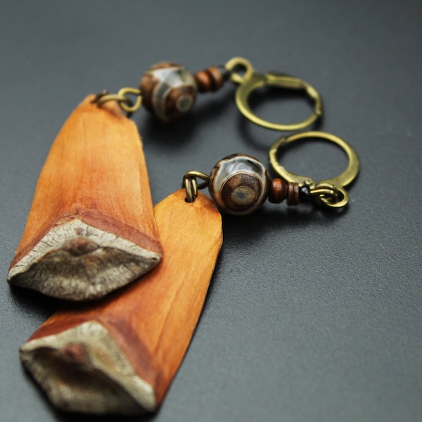 Wood earrings from pine cone scales | pine cone jewelry | wood jewelry | nature earrings