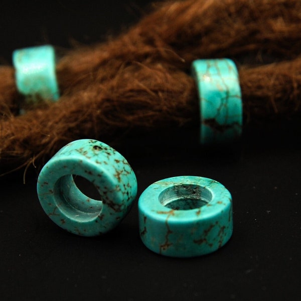 Ensemble de 2 perles dreadlock | Jaspe Empereur Turquoise | Perle d'effroi | Bijoux d’effroi | Perle d'effroi