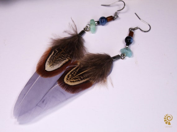 Feather Earrings Natural Feather Jewelry Boheme Style  Etsy Finland