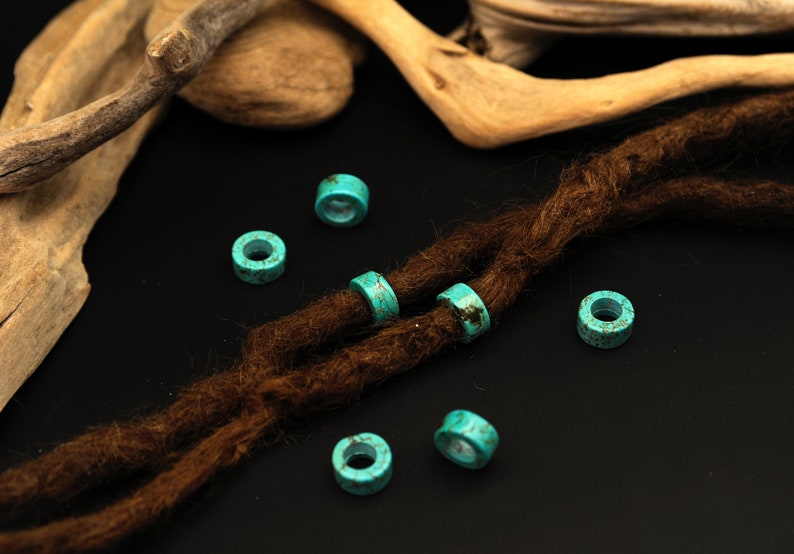 Set of 2 dreadlock beads Turqoise emperor Jasper Dreadbead Dread jewelry Loc jewelry image 7