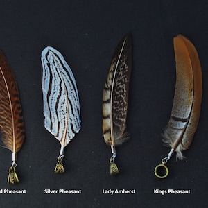 Dread Jewelry with Natural Pheasant Feathers, Real Feather Dread Bead