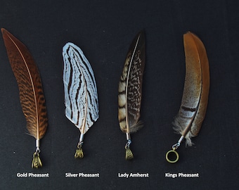 Dread Jewelry with Natural Pheasant Feathers, Real Feather Dread Bead