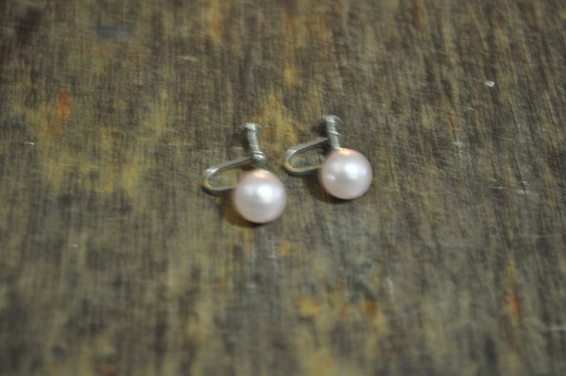 Clearance Item*** Vintage 1950s Faux Pearl Blush Earrings Excellent Condition. Screw Back