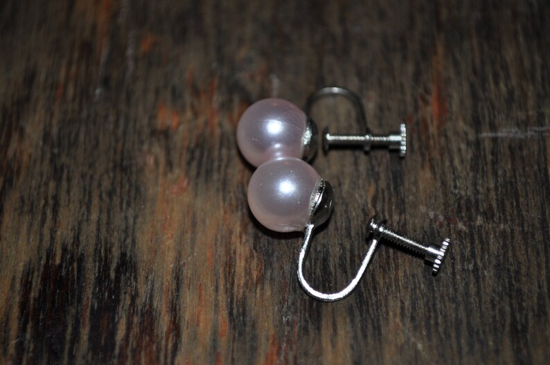 Clearance Item*** Vintage 1950s Faux Pearl Blush Earrings Excellent Condition. Screw Back