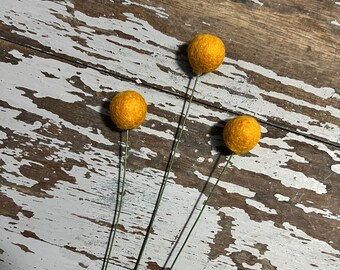 Felt Yellow Billy Balls, Winter Tablescapes, Birthday Gift, Build Your Own Flower Bouquet, Graduation Present