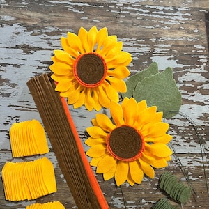 Sunflower Stem Craft Kit, Spring Tablescapes, Felt Fun at Home, Fun Adults & Kids image 1