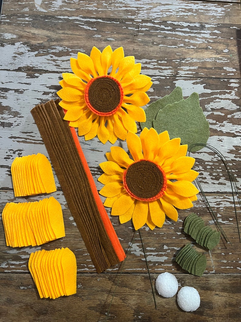 Sunflower Stem Craft Kit, Spring Tablescapes, Felt Fun at Home, Fun Adults & Kids image 1