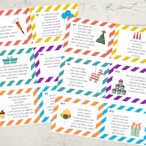Kids Birthday Scavenger Hunt, Birthday Party Game, Fun at Home, Printable, For Kids, Treasure Hunt Clue Cards, Instant Download
