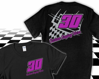 Camiseta de carreras personalizada, equipo de boxes, camiseta de pista de tierra, carreras de motos, camiseta de carreras de BMX, carreras de karts, carreras de motocross