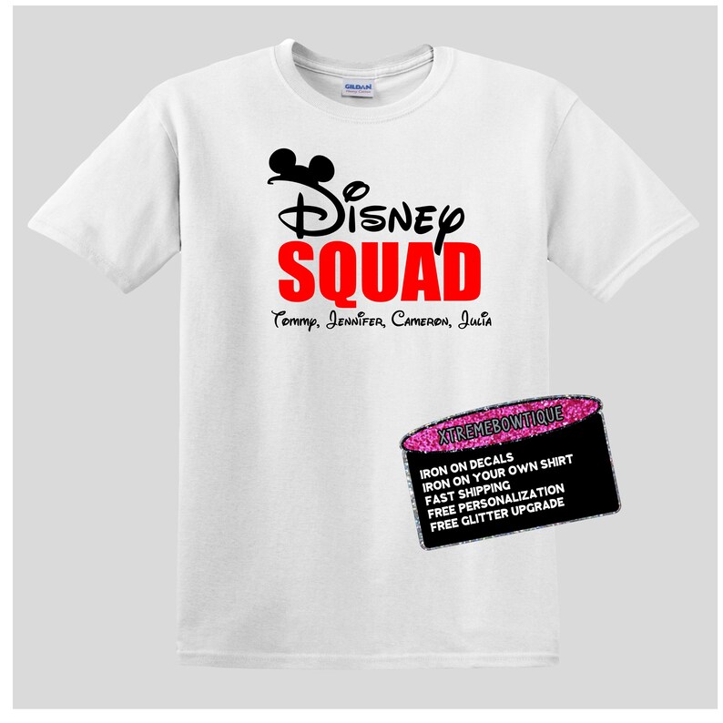 Disney Squad Iron On Decals for Matching Group Shirts