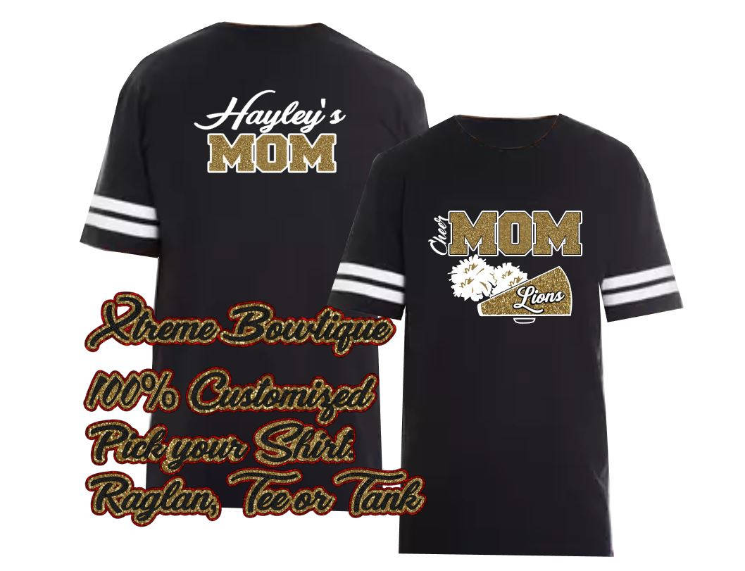 We offer Raglan Cheer Shirts for Cheer Moms and Cheerleaders. 